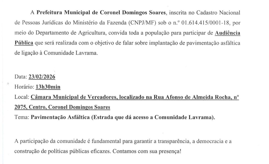 Convite para audiência pública