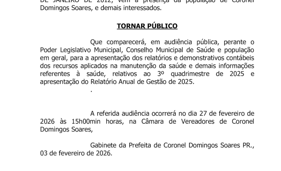 EDITAL DE CONVOCAÇÃO AUDIÊNCIA PÚBLICA