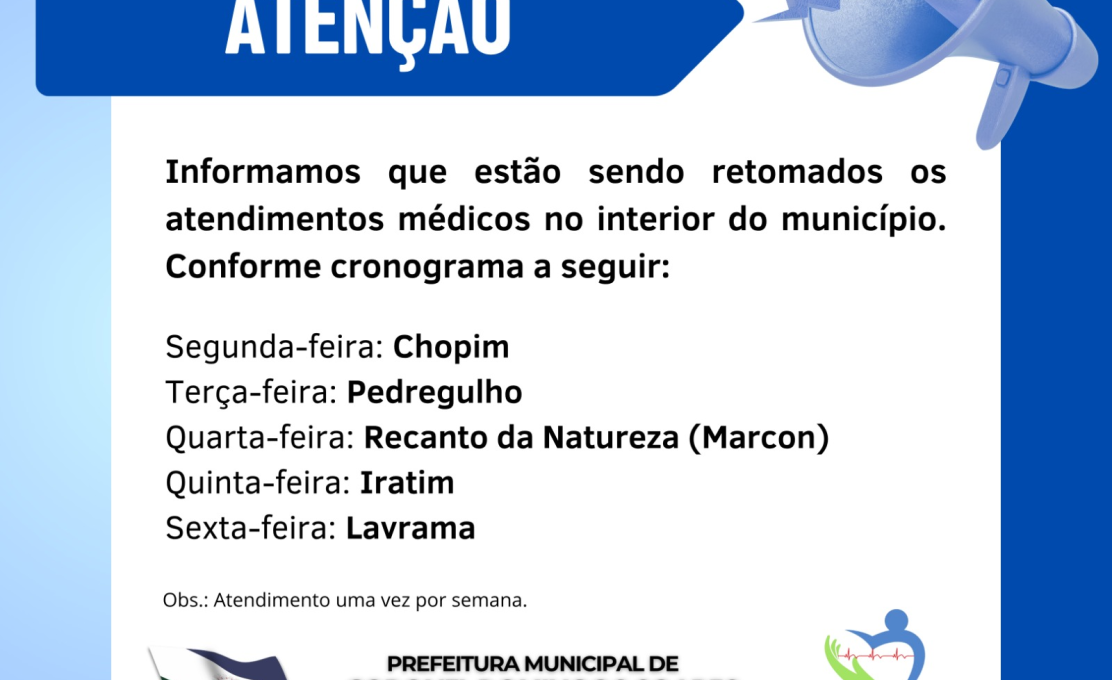 Atendimentos no interior 