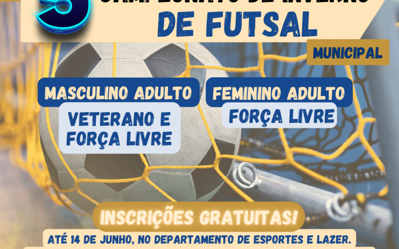 Inscrições abertas para o 5º Campeonato de Inverno de Futsal