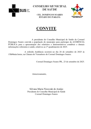 CONVITE PARA AUDIÊNCIA PÚBLICA 2º QUDRIMESTRE 2025