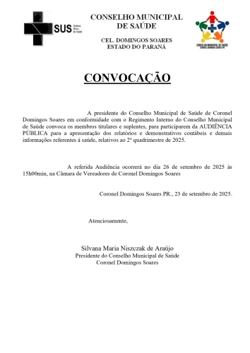 CONVOCAÇÃO AUDIÊNCIA PÚBLICA 2º QUADRIMESTRE 2025